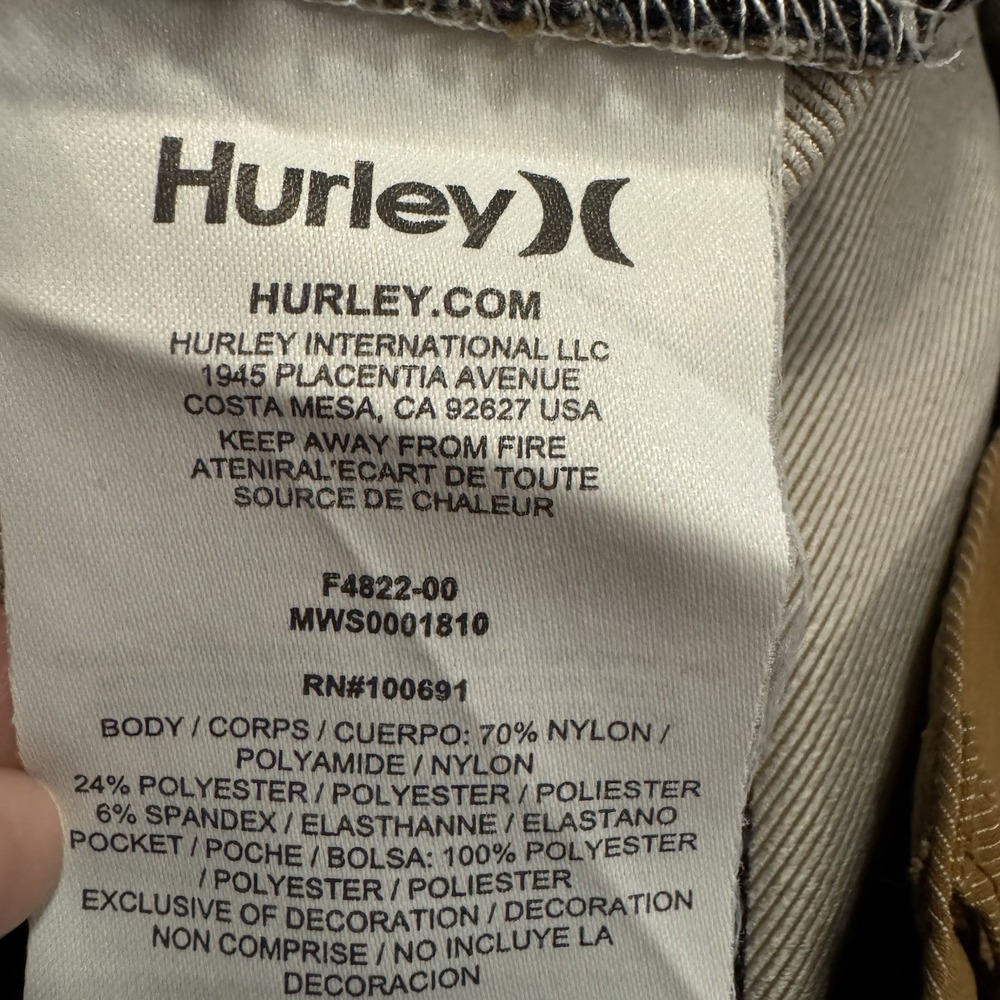 Hurley Walkshorts Mens 31 Brown Hybrid Chino Shorts 10" Inseam Stretch - Picture 5 of 5